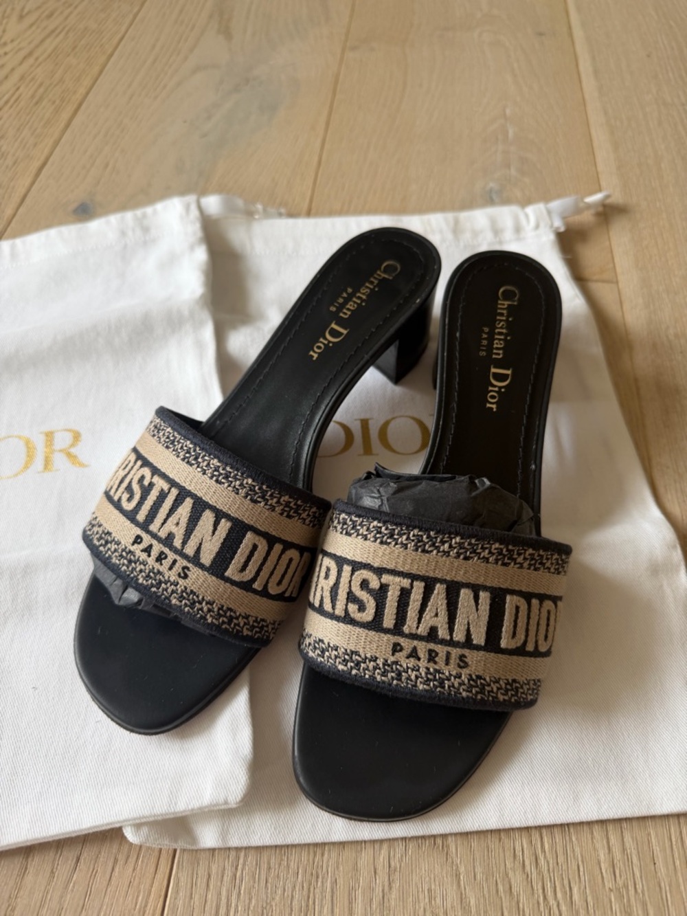 Christian Dior Deep Blue Dway Mules heeled 37.5 EU 100 % Authentic - Picture 12 of 16